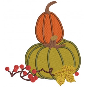 Two Pumpkins Arangement Filled Machine Embroidery Design Digitized Pattern